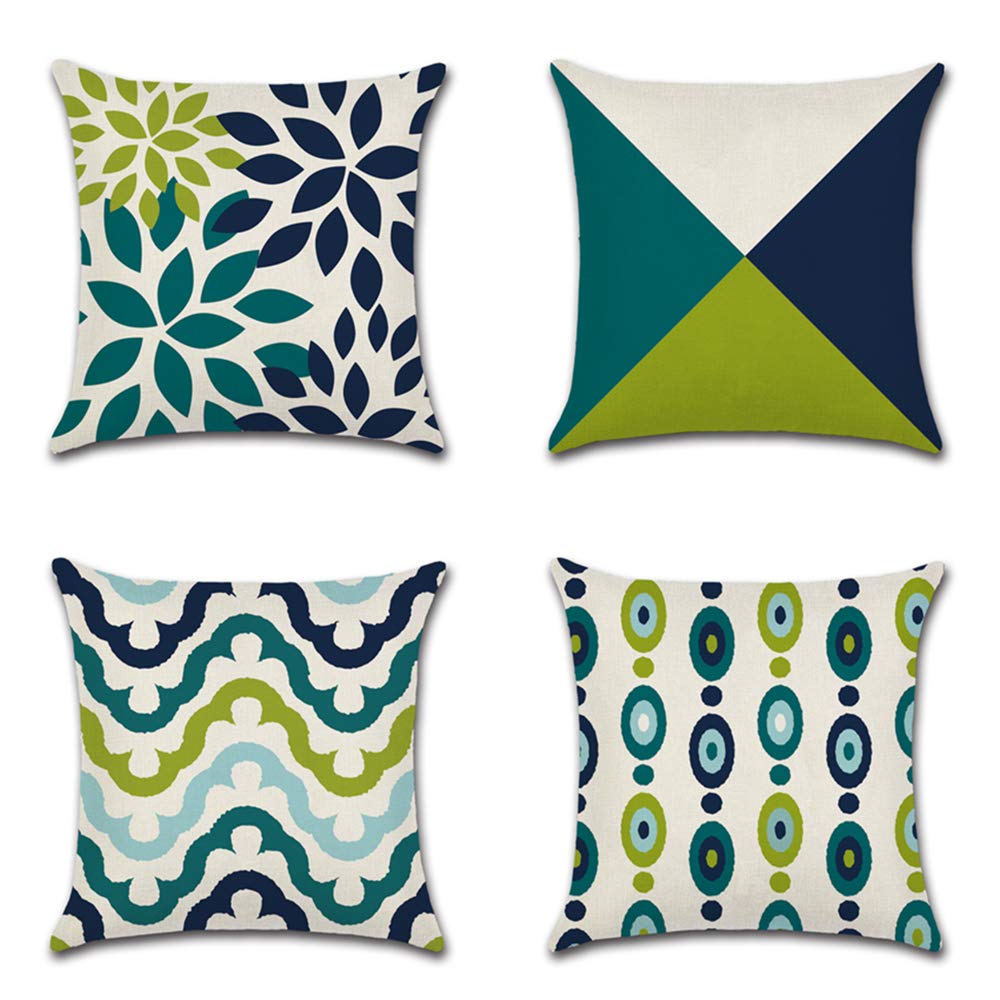 BAOKU bule Outdoor Throw Pillow Covers 18x18 Set of 4 Colorful Fun Aesthetic Modern Home Summer Cushion Cases for Patio Furniture Couch Living Room