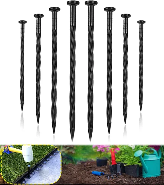 Meboyz 100-Pack-8 Inch Plastic Landscape Stakes, Spiral Nylon Landscape Anchoring Spikes,Edging Spikes for Paver Edging, Weed Barrier, Artificial Turf & More