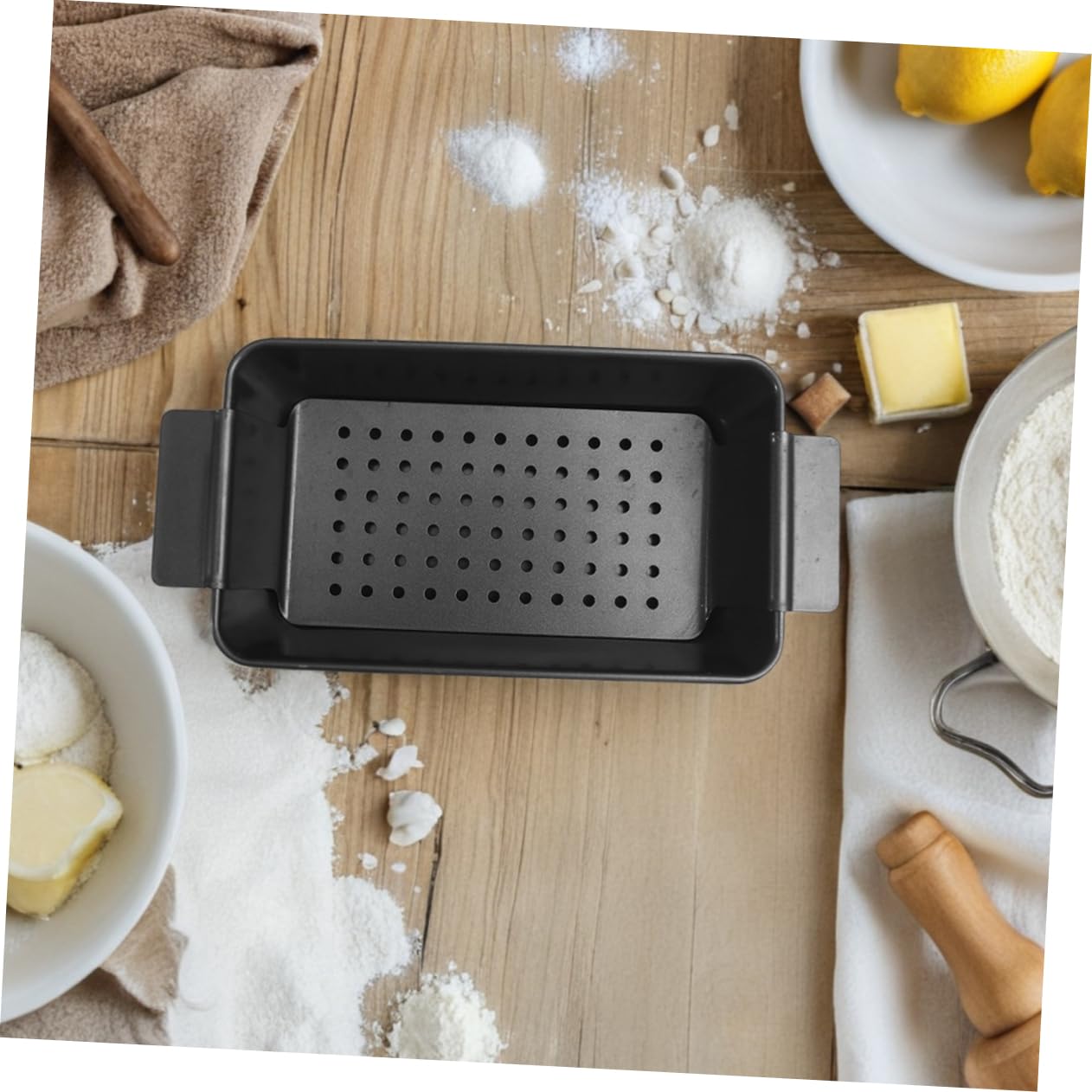 Molde para Pan Tostado Antiadherente Negro de Acero al Carbono, 2 Piezas | Hornear Pan y Asados, con Tapa, Desprende Fácil, Recoge Grasa, Uso Doméstico