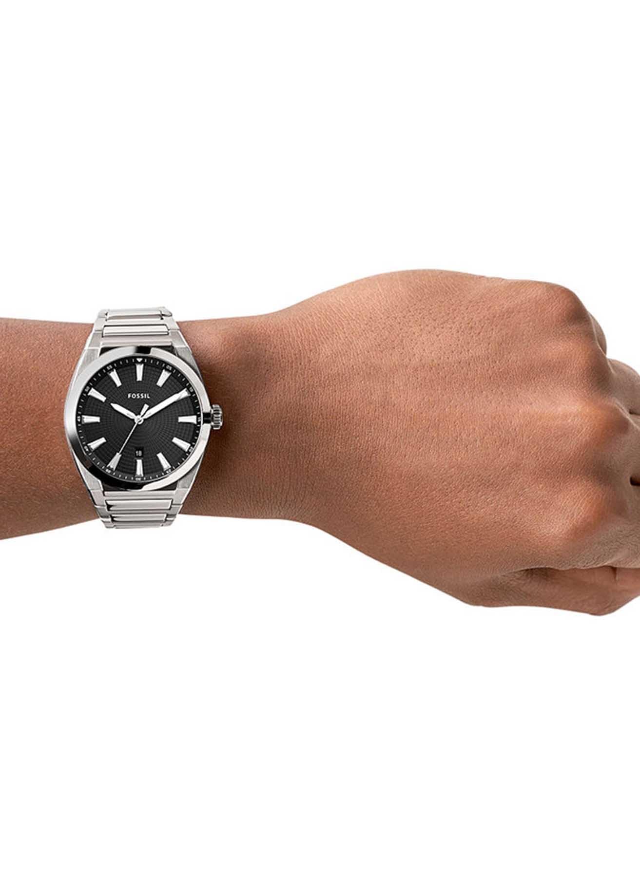 Fossil Reloj Everett para Hombre, Movimiento de Cuarzo con Fecha a Tres Agujas y Correa de Piel o Acero