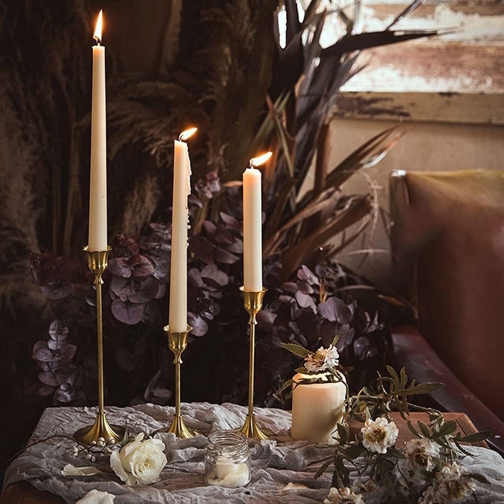 candle-holder Brass Single Head Candlestick Antique Candle Holder Home Restaurant Decoration Tabletop Decoration Candlelight Dinner Props candlestick(Medium)