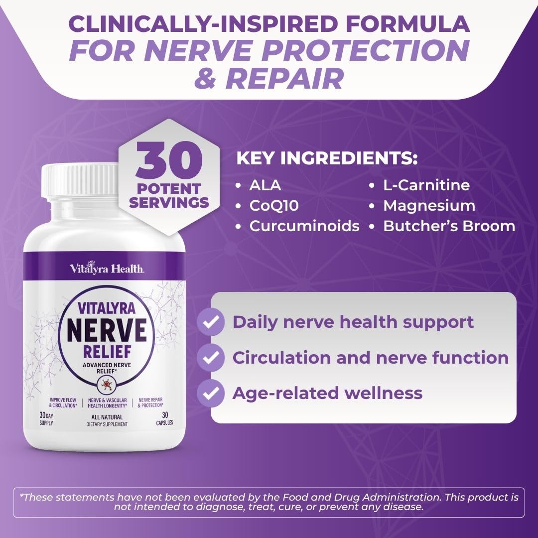 Vitalyra Nerve Support Supplement with Alpha Lipoic Acid and CoQ10, Vegan — Amazon image 5