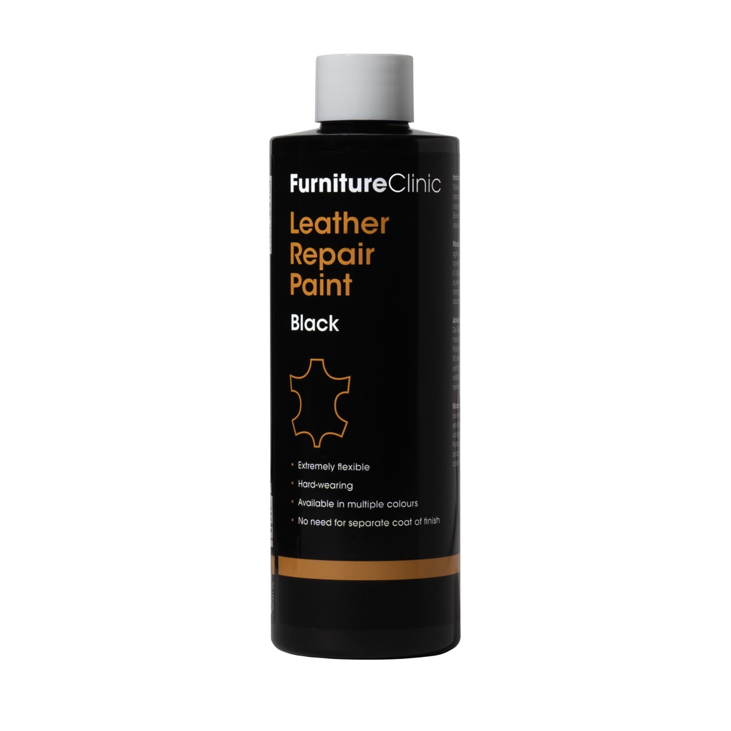 Furniture Clinic Leather Repair Paint & Dye | Self Seal Colourant for Quick and Easy Leather Repair | Suitable for Sofas, Car Seat, Shoes, Handbag, and More - Black, 500ml