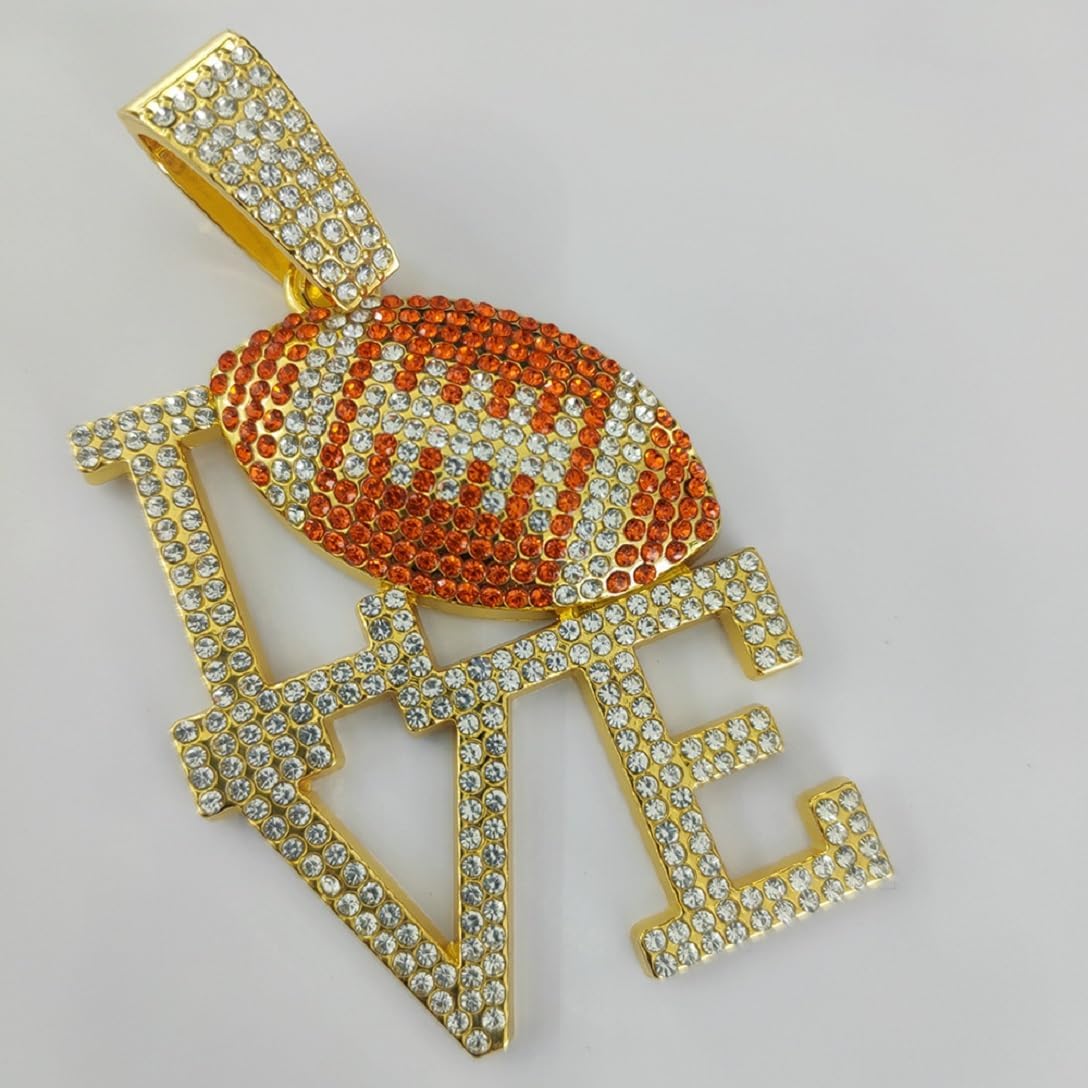 Rugby Football Pendant for Men Love Rugby Cuban Necklace, Iced Out Rugby Football Cuban Chain Necklace Gold Hip Hop Football Lovers Necklace Men’s CZ Football Fans Jewelry Rock Rugby Sports Necklace - Image 7