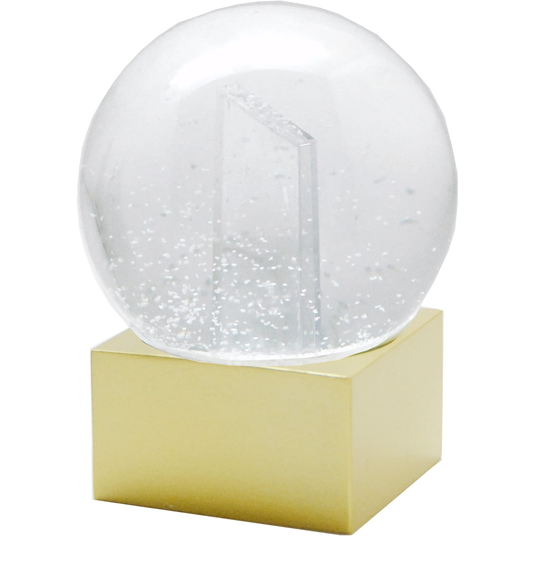 40082 Photo Snow Globe Glass Filled Photo Frame with Plastic Base Gold Square 100 mm Diameter