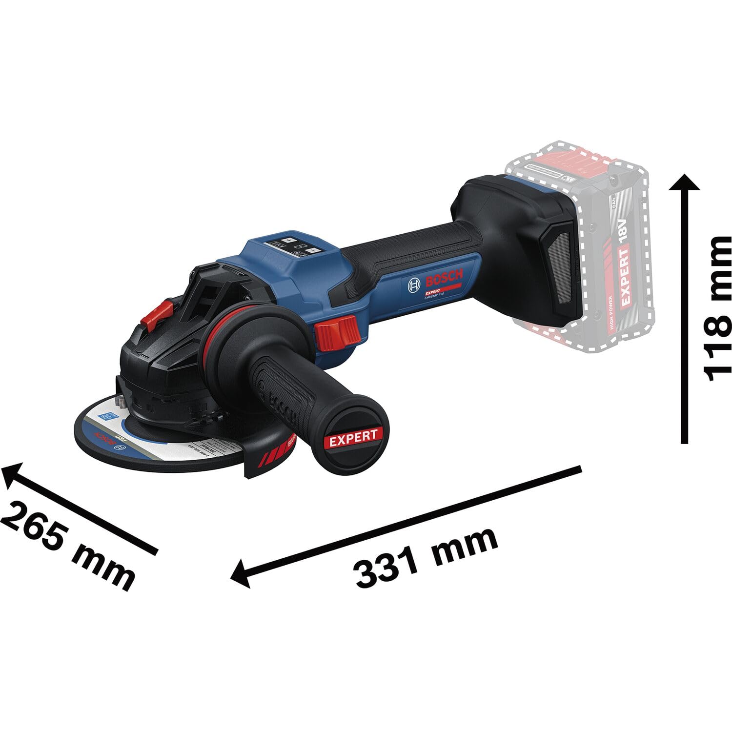 BOSCH Akumulatorowa szlifierka kątowa EXWS 18V-15 S 18 V