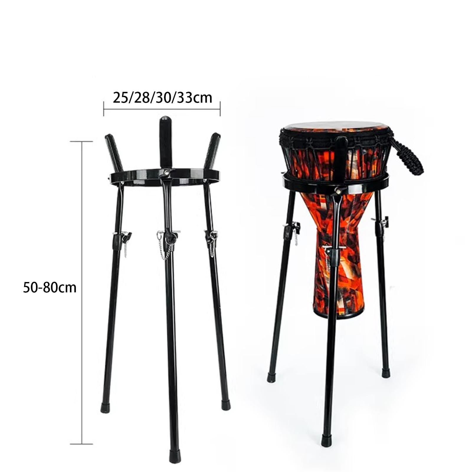 Amagogo Support de djembé de en métal, Portable, pour percussions, Support de Tambour, léger, pour Performances de Congas africaines, for 13 Pouces