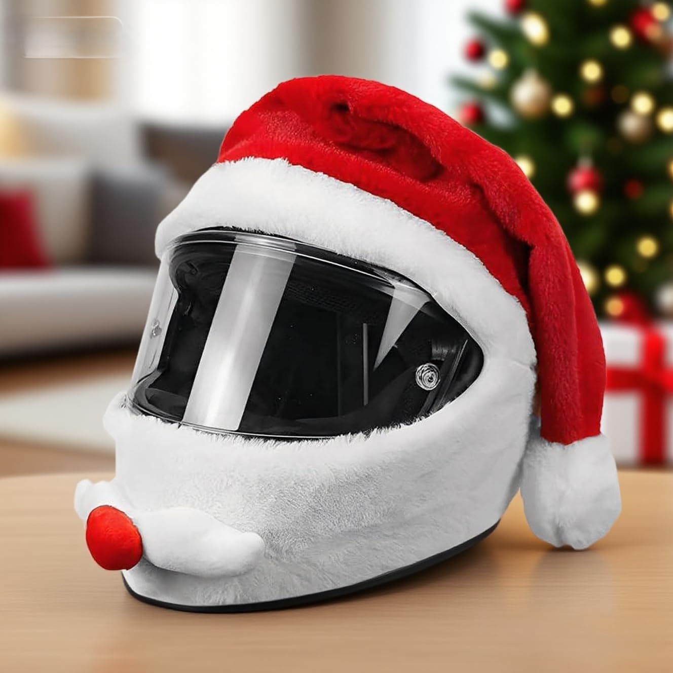Housse De Casque De NoëL, Housse de Protection pour Casque intégral de Moto personnalisée et créative, décorations et Cadeaux Amusants pour Casque de Noël