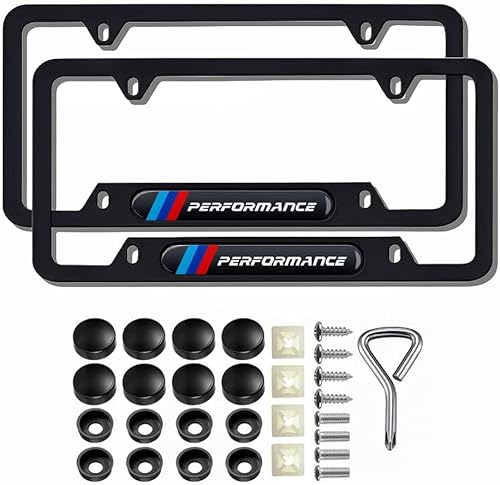 2 marcos negros para matrícula, material de aluminio, 4 agujeros, tapas de rosca, juego de cubiertas compatibles con 1, 2, 3, 4, 5, series X1, X3,