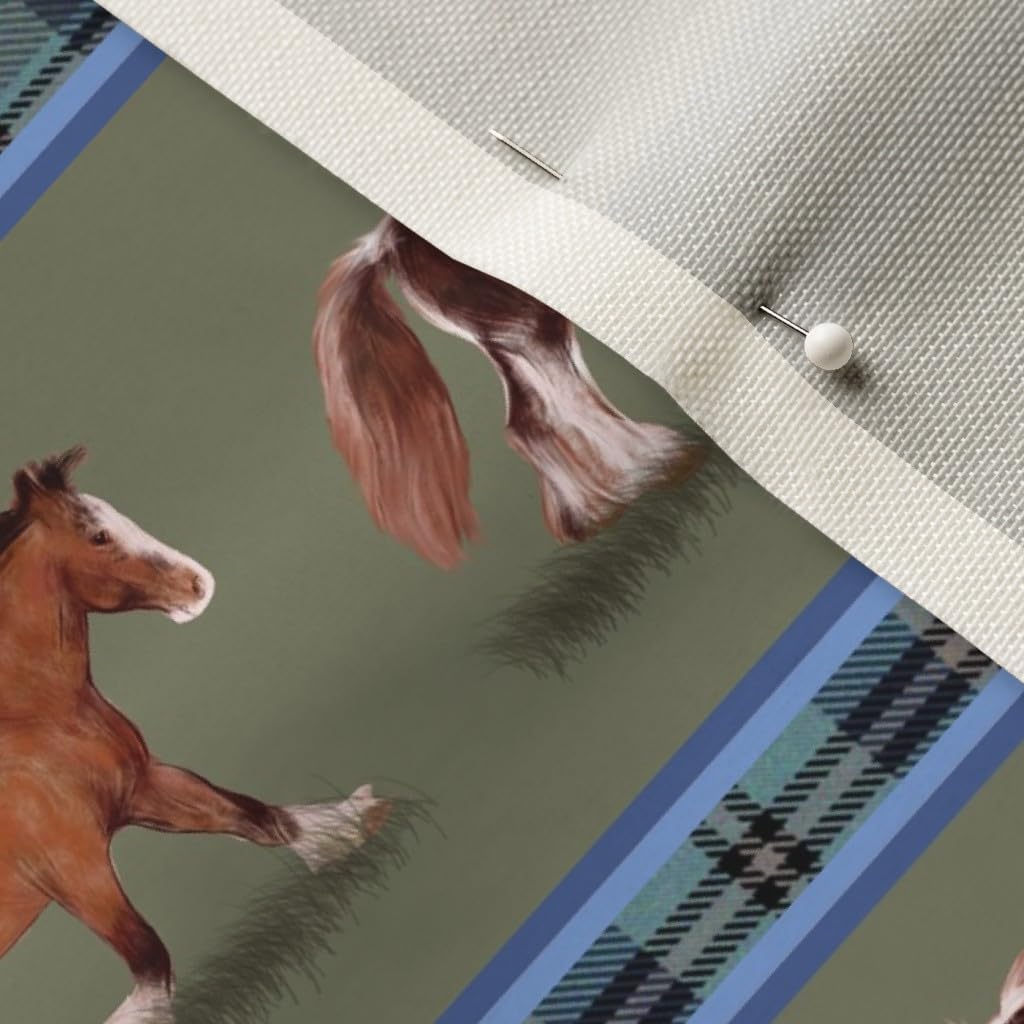 Spoonflower Fabric - Horse Stripe Horses Pony Stripes Printed on Upholstery Velvet Fabric Fat Quarter - Upholstery Home Decor Bottomweight Apparel