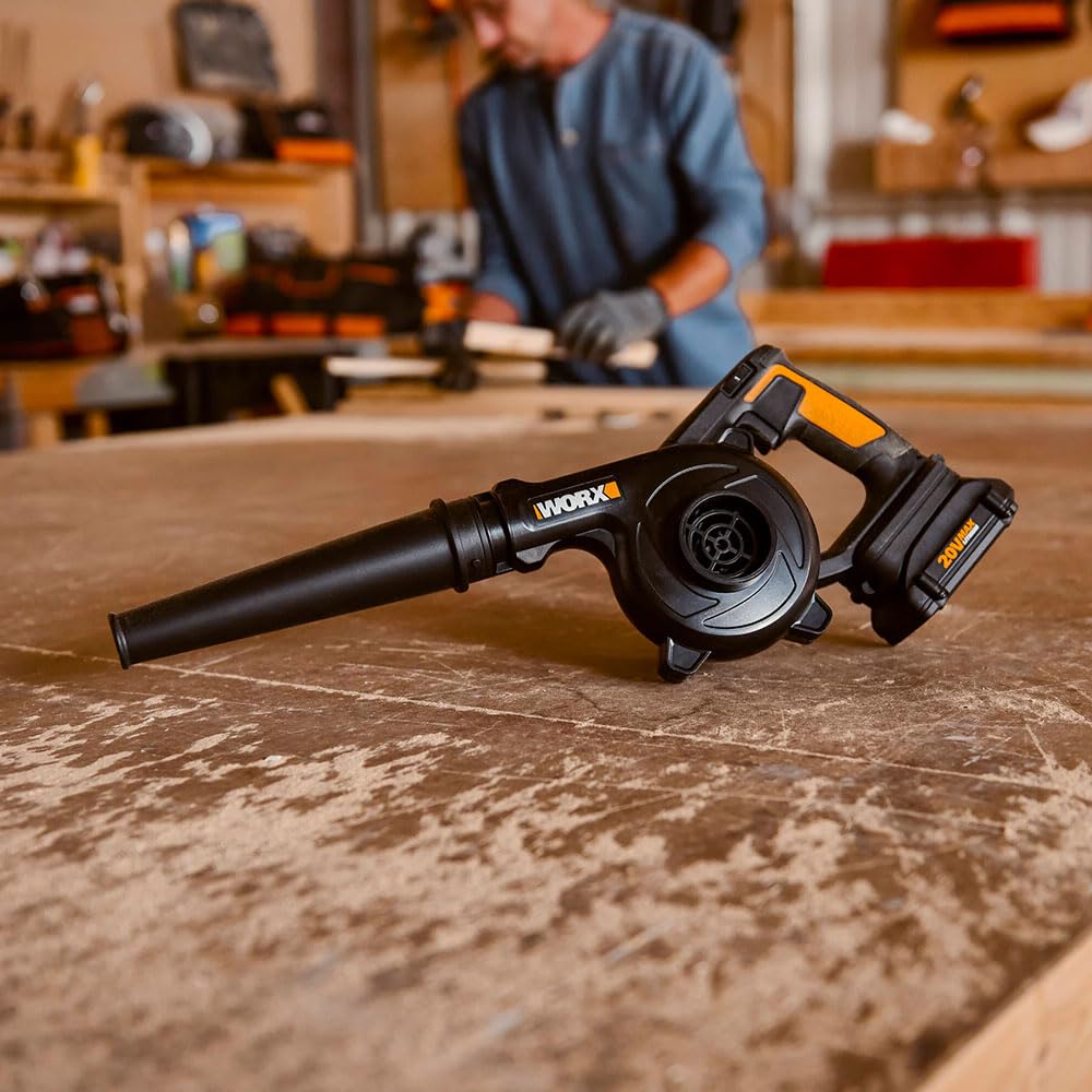 WORX Soplador Ligero 20V Máx. | PowerShare | WX094.9 | No Incluye batería ni Cargador| | 3 velocidades, ergonómico y Potente | Ideal para soplados de Taller Negro