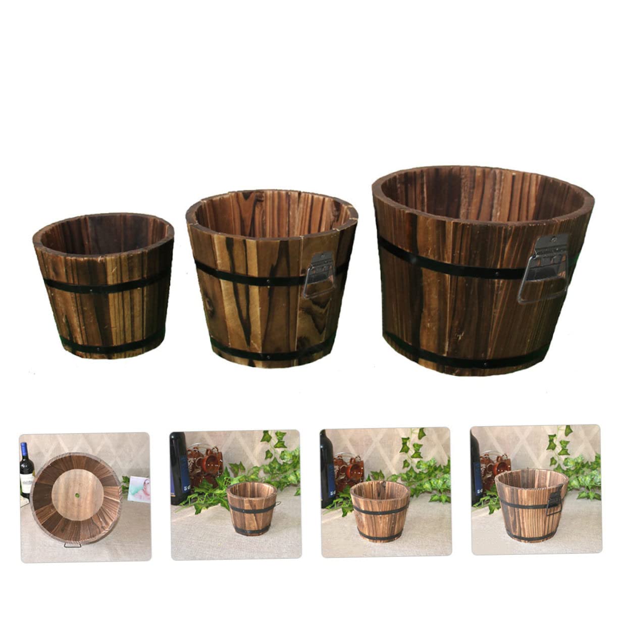 Happyyami Maceta Grande De Madera Para Exteriores, Para Whisky, Vintage,  Retro, De Madera, Cubo, Maceta Para, image size:1224x1224