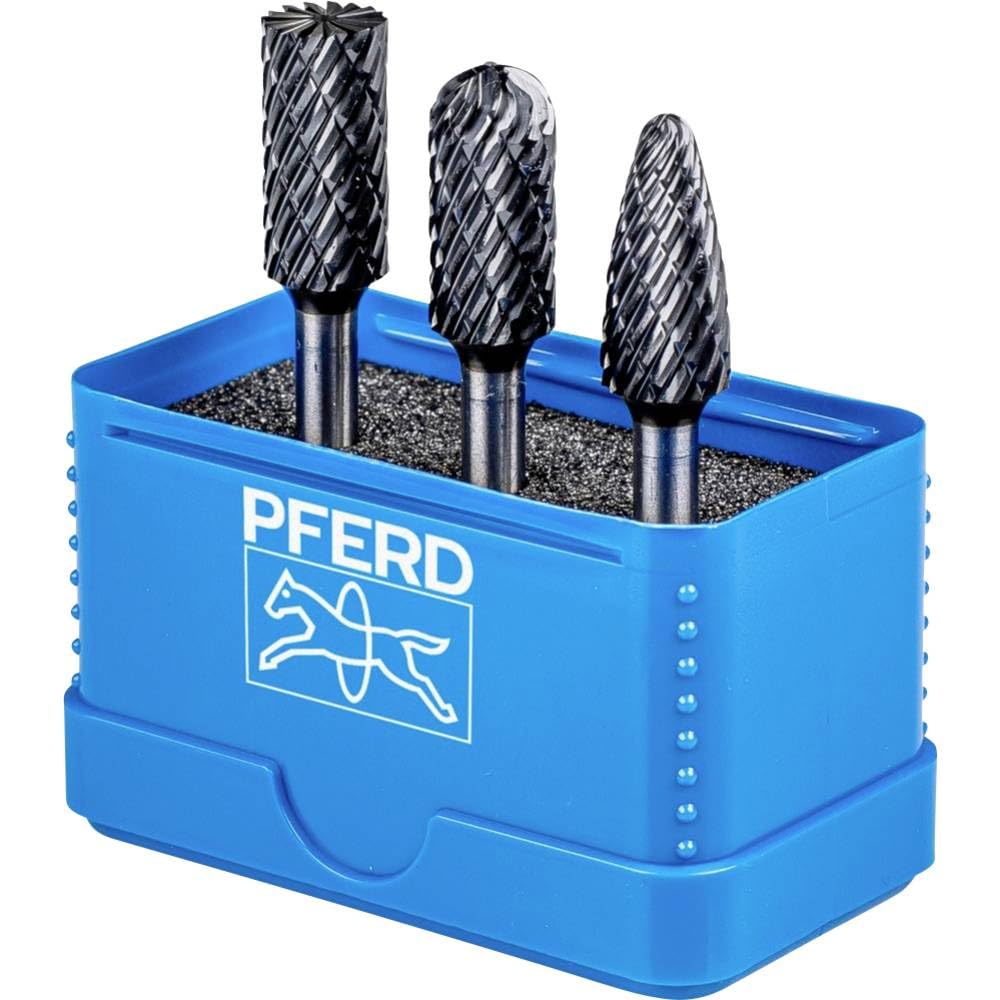 PFERD HM, 3-częściowy zestaw frezów, uzębienie Allround, powłoka HICOAT, trzpień ø 6 mm, kołek do frezowania ø 12 mm, długość ząbkowana 25 mm, 21901415 – do wszechstronnego zastosowania na najważniejszych materiałach