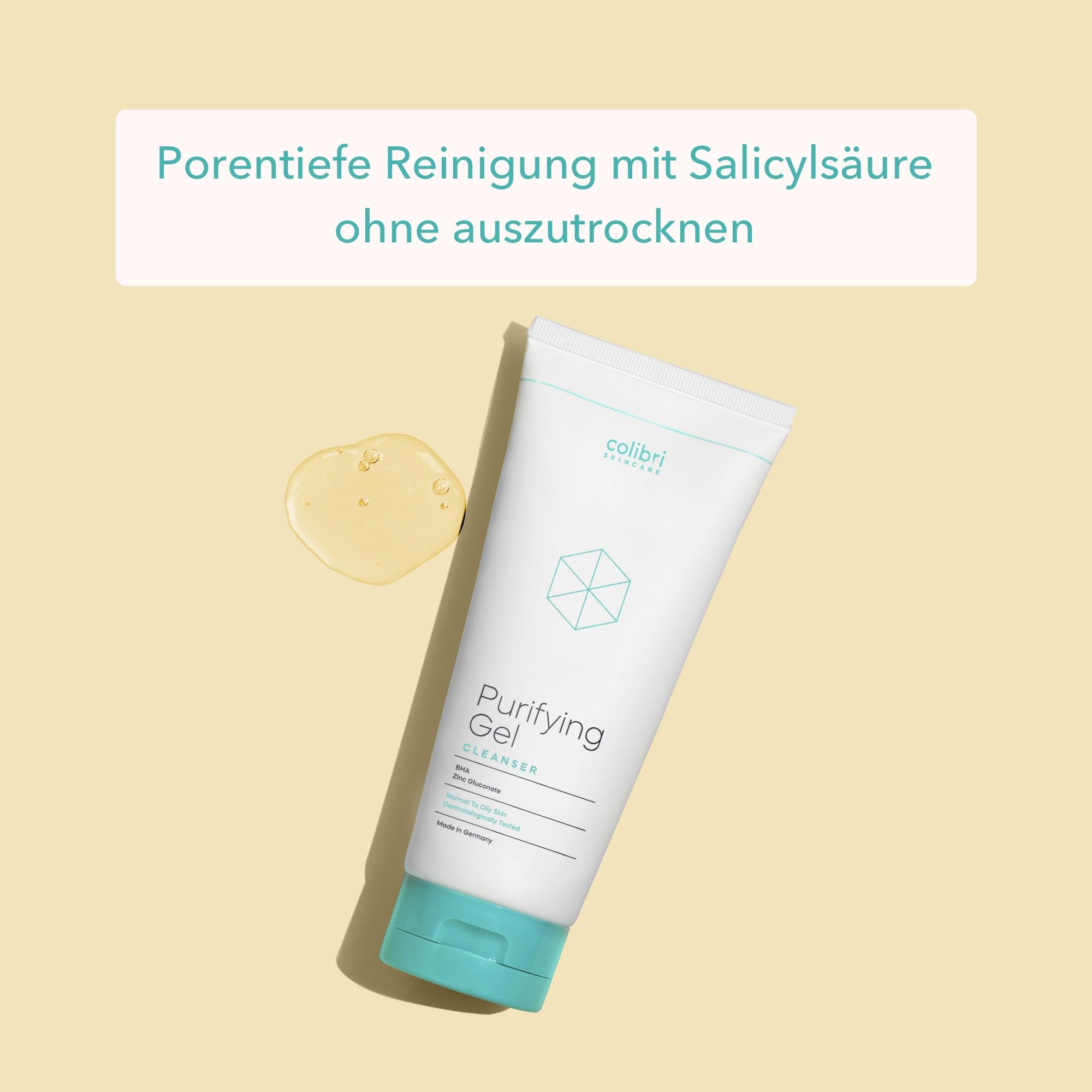 colibri skincare Purifying Gel Cleanser 200ml - bekannt aus TikTok und Instagram - Waschgel für das Gesicht mit Salicylsäure (BHA) für eine intensive, porentiefe Gesichtsreinigung - Made in Germany