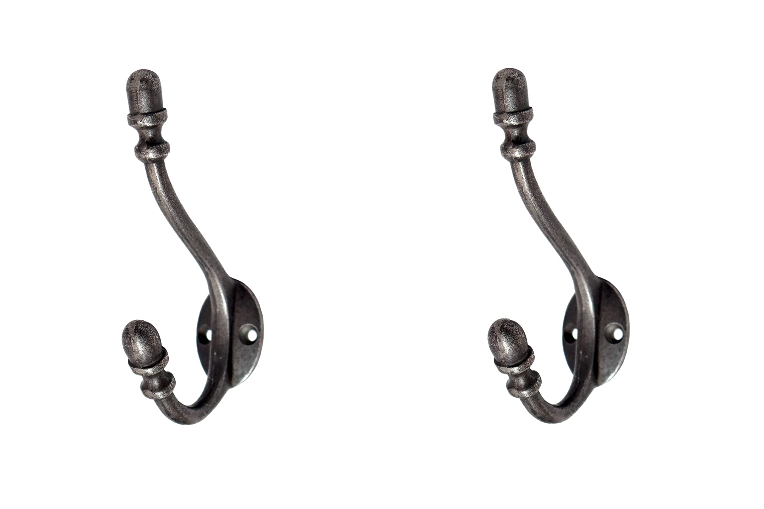 Fenzo Antique Hat & Coat Hook Acorn Tips 2 Holes/Coat Hooks Hanging Clothes for Bathroom/Bedroom/Door/Wall for Coat, Scarf, Bag, Towel, Key, Cap (2)