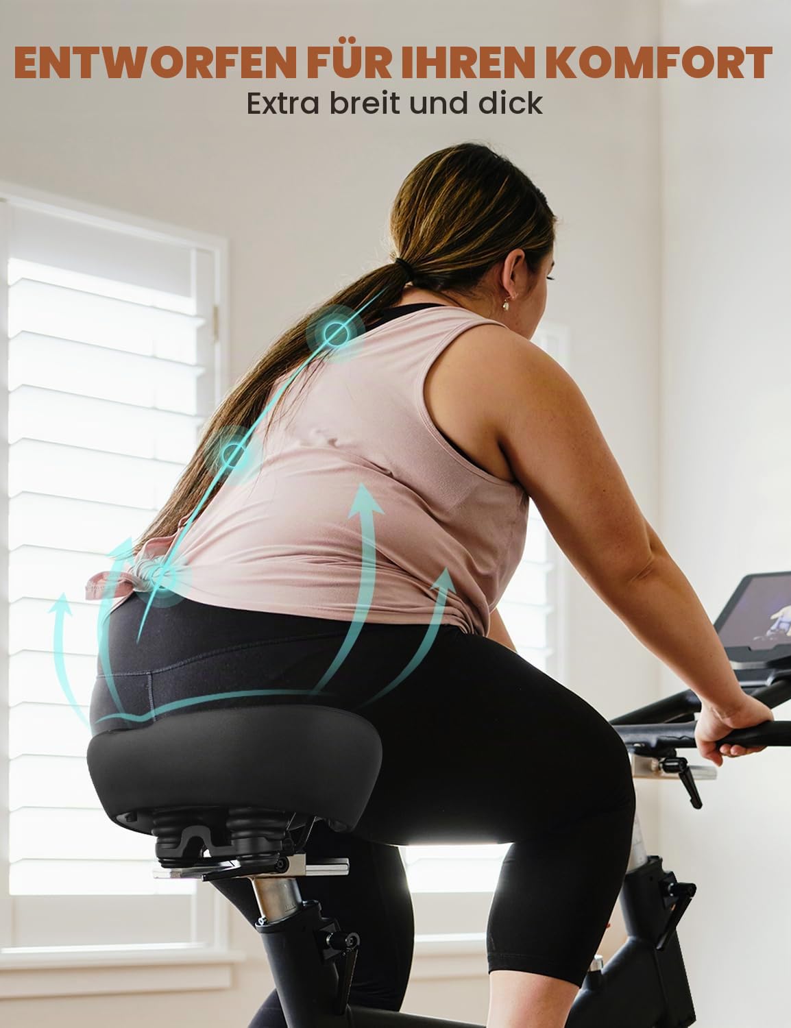 Übergroßer Fahrradsitz für Peloton Bike & Bike+, Komfort-Fahrradsitz-Ersatz für Männer & Frauen, extra breiter Fahrradsattel kompatibel mit Peloton, Echelon, Übung, Elektro, Cruiser Bikes
