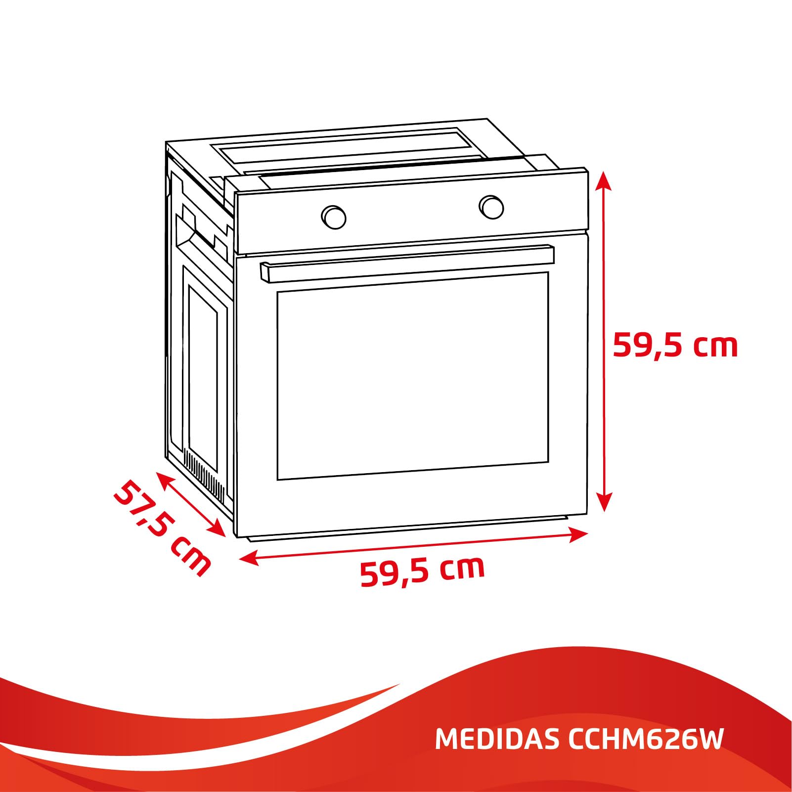 Corbero - Horno Electrico Convencional | CCHM626W | 70L | Hidrólisis y Cocción a Vapor | 2100W | 4 Programas| Doble Cristal | Luz Interior | Cristal Blanco
