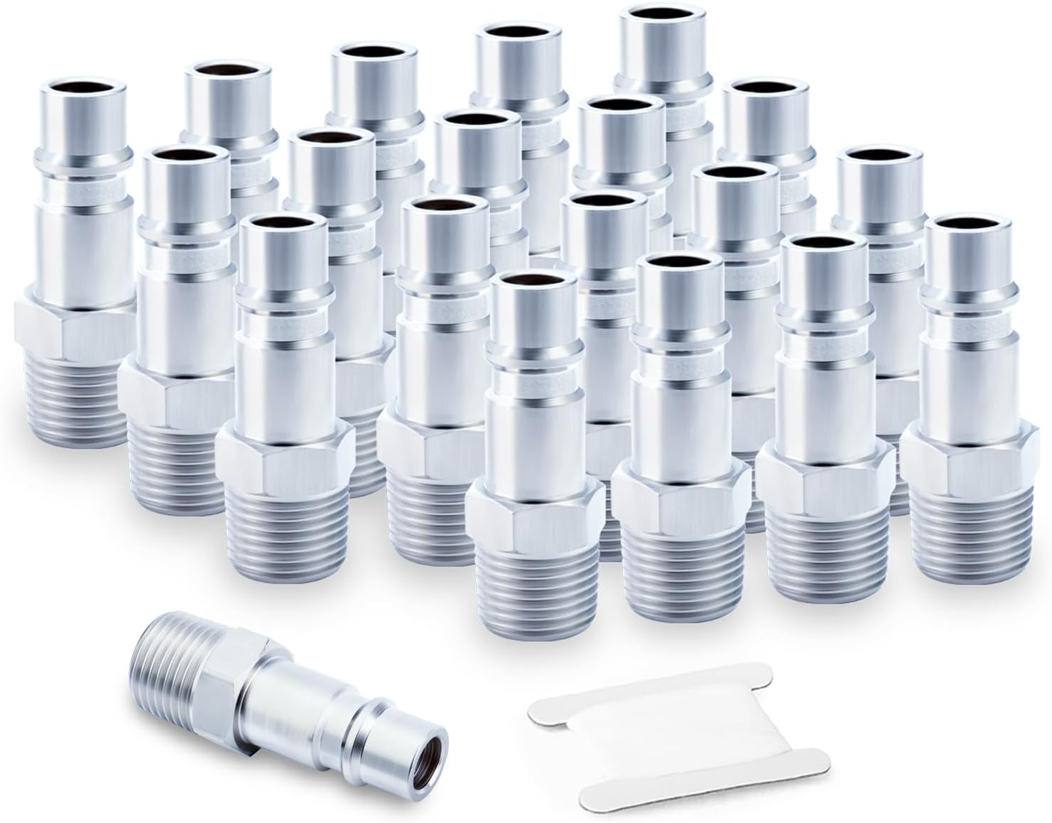20PCS Industrial Air Plug 3/8" NPT Male Plug, 3/8-Inch High Flow Pneumatic Plugs, Air Hose Quick Connect Adapter, Air Compressor Hose Fitting for Fuel/Airl/Water/Gas/Oil