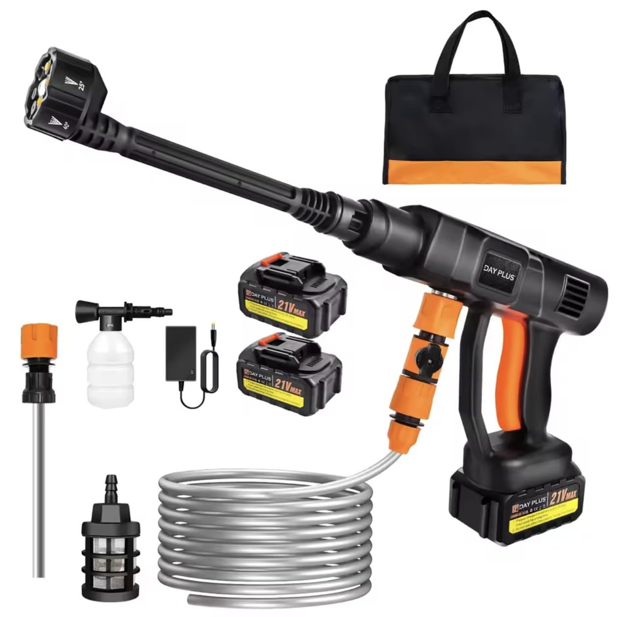 Day Plus Cordless Pressure Washer with 6-in-1 Nozzle, 5M Hose