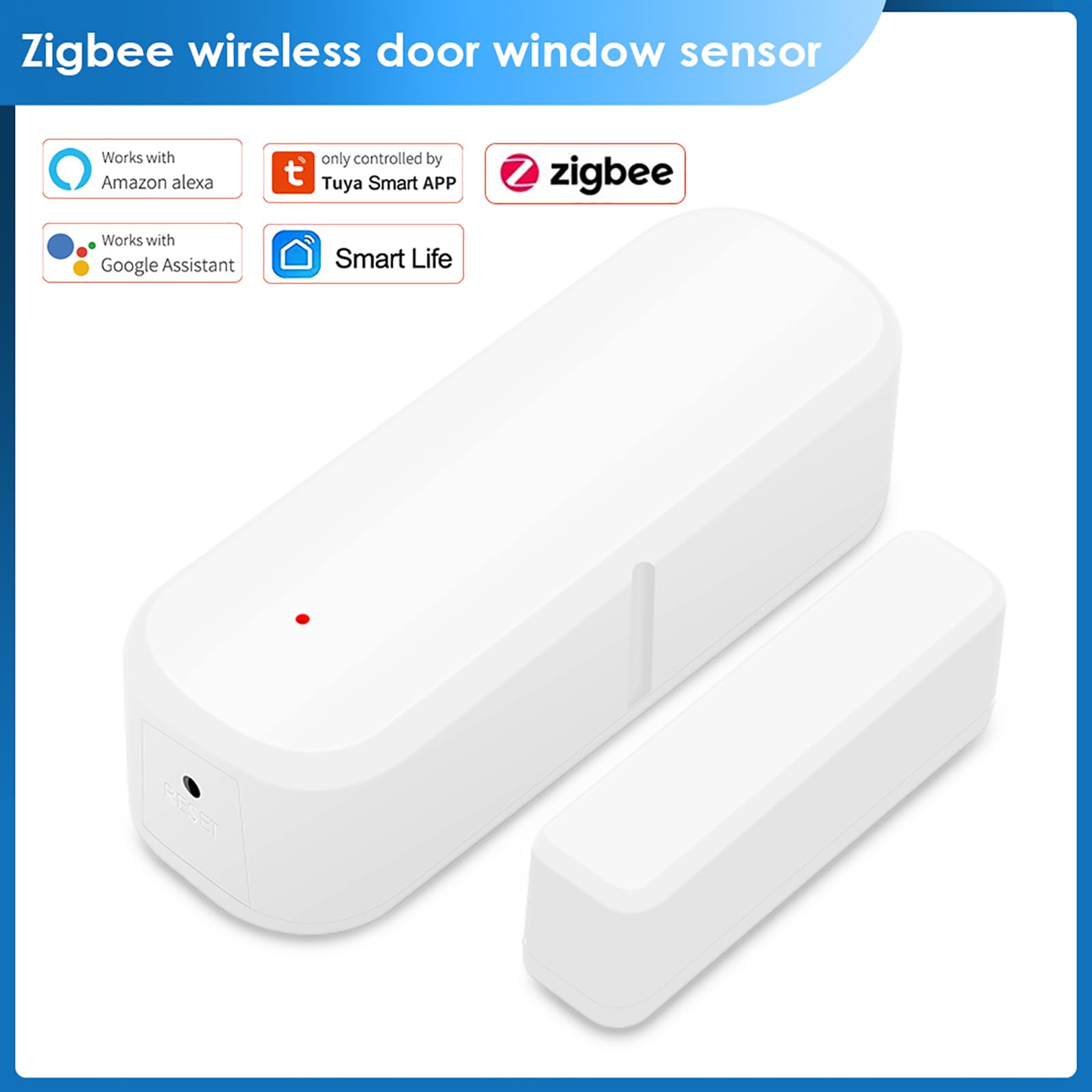 Sensor de puerta inteligente 10xZigbee, sensor de ventana de puerta: notificaciones push de la aplicación de alarma de sensor de ventana de puerta inalámbrico Tuya, sensor de contacto de ventana inal