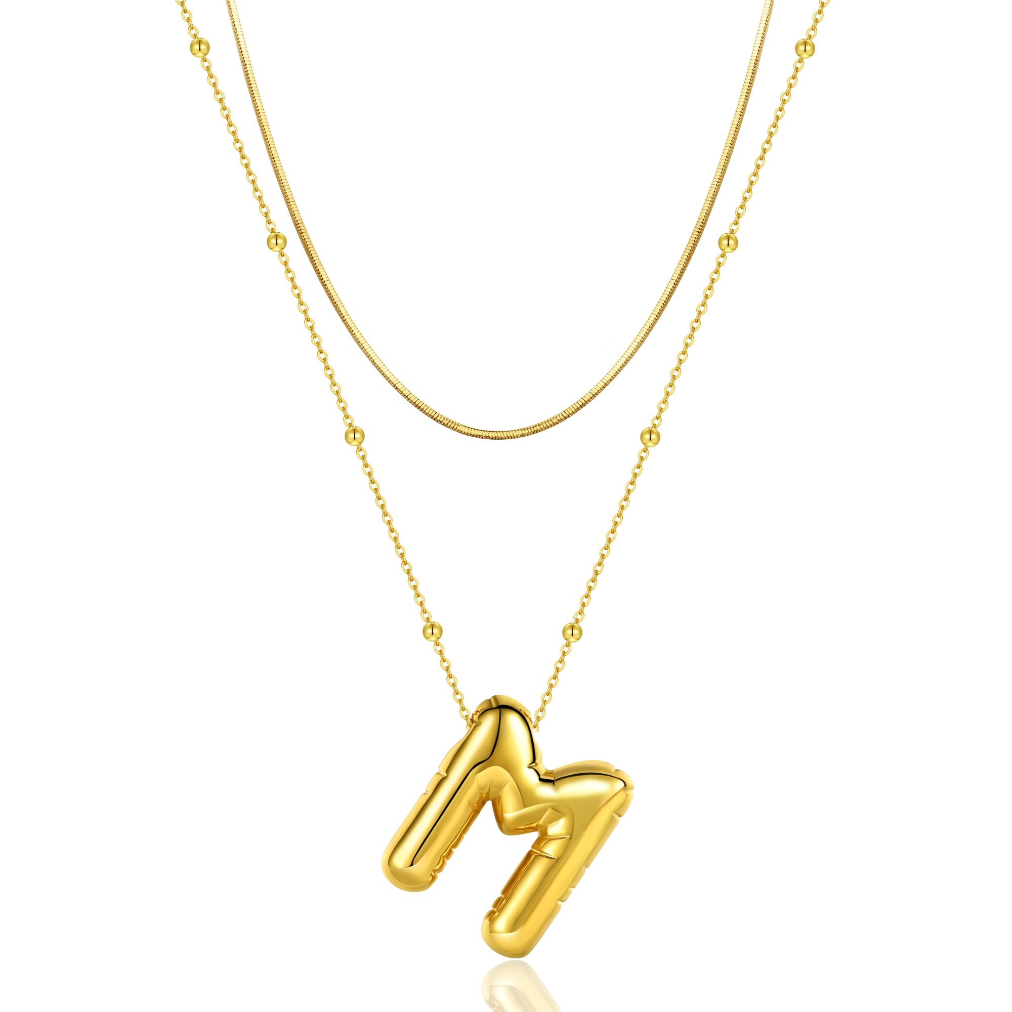 LYGBAOFUL Zierliche Ballon-Buchstaben-Halskette für Frauen und Mädchen – personalisierter Schmuck mit goldenen Initialen