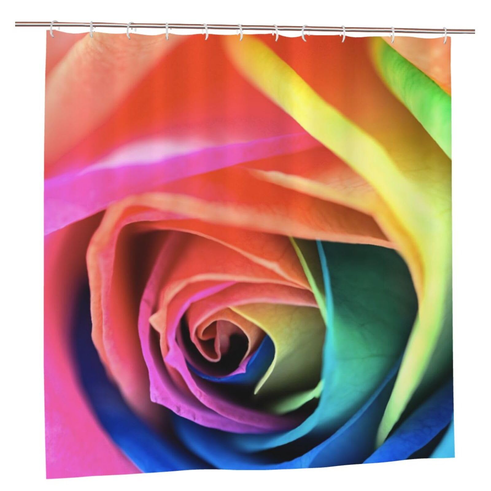 Oudrspo Polyester Fabric Shower Curtain - 70x70 Inch with Metal Grommets, Artistic Privacy Design, Multicolor Rose