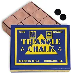 Giz triangular de bilhar para sinuca - 1 dúzia - Feito nos EUA + 2 peças de pontos de mesa de bilhar de qualidade da Tweeten Fibre Co.