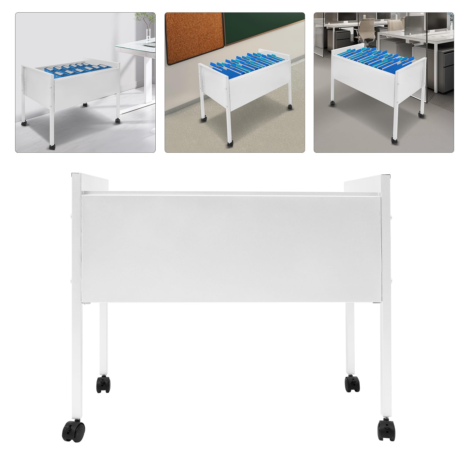 Carro archivador colgante 100 Carro de oficina con ruedas duradero para oficinas, salas de conferencias, estudio, apartamentos (plata 70 x 37 x 60 cm (capacidad 80))