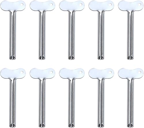 10 piezas de acero inoxidable para pasta de dientes, tubo de rodillo de llave, cremas, herramienta exprimidora de pintura para baño, tinte para el