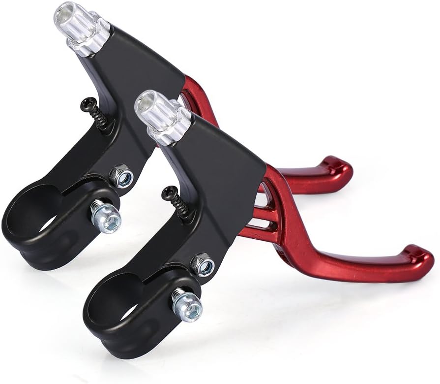DISIWENE 1 Pair Bicycle Brake Lever, V-Brake Handlebar Aluminium Alloy Bike Brake Handle Universal 2.2cm for Most Bicycle, Road Bike, Mountain Bike (Red)