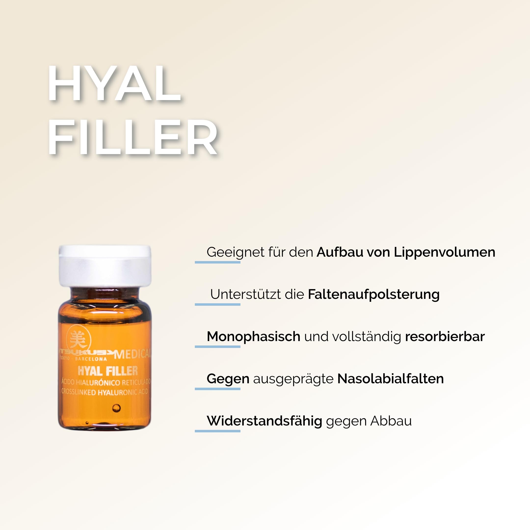 Hyal Filler – Hyaluron Filler mit vernetzter Hyaluronsäure - steriles Hyaluron-Serum für Microneedling (Derma Pen) u. Mesotherapie (Dermaroller)