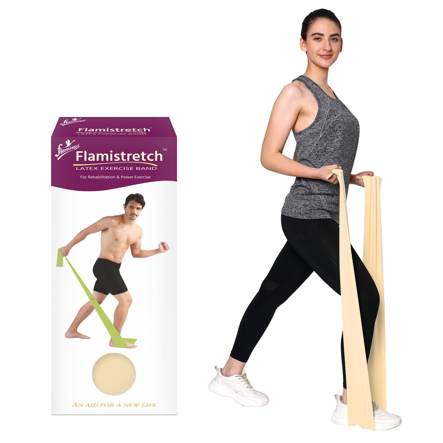 Flamingo Flamistretch Exercise Band High-Performance Resistance Bands for Strength Training, Rehab, Flexibility | Golden Straw (6.75 Kg Resistance) & Light Green (3 Kg Resistance) Pack of 2-picture-14