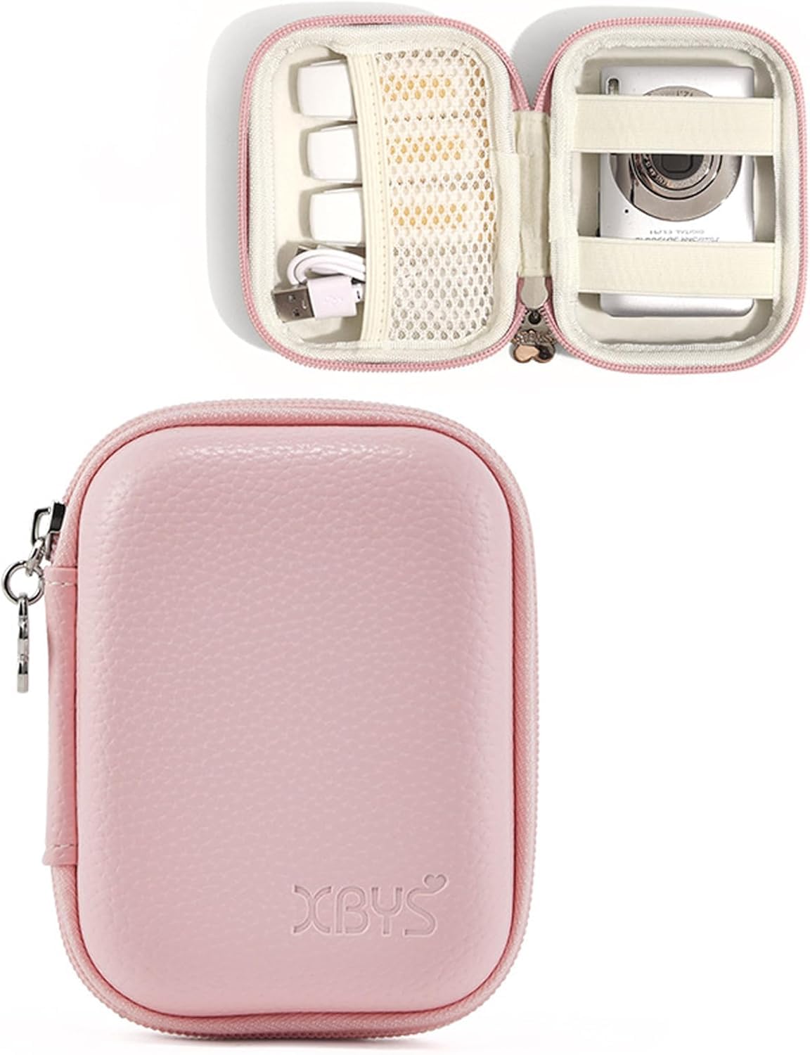 Digital Camera Case for CAMKORY, KODAK PIXPRO FZ45/FZ55, Canon IXUS 285 HS, Lecran, Small Travel Compact Camera Pouch with Mesh Pocket for Accessories SD Card (Pink)