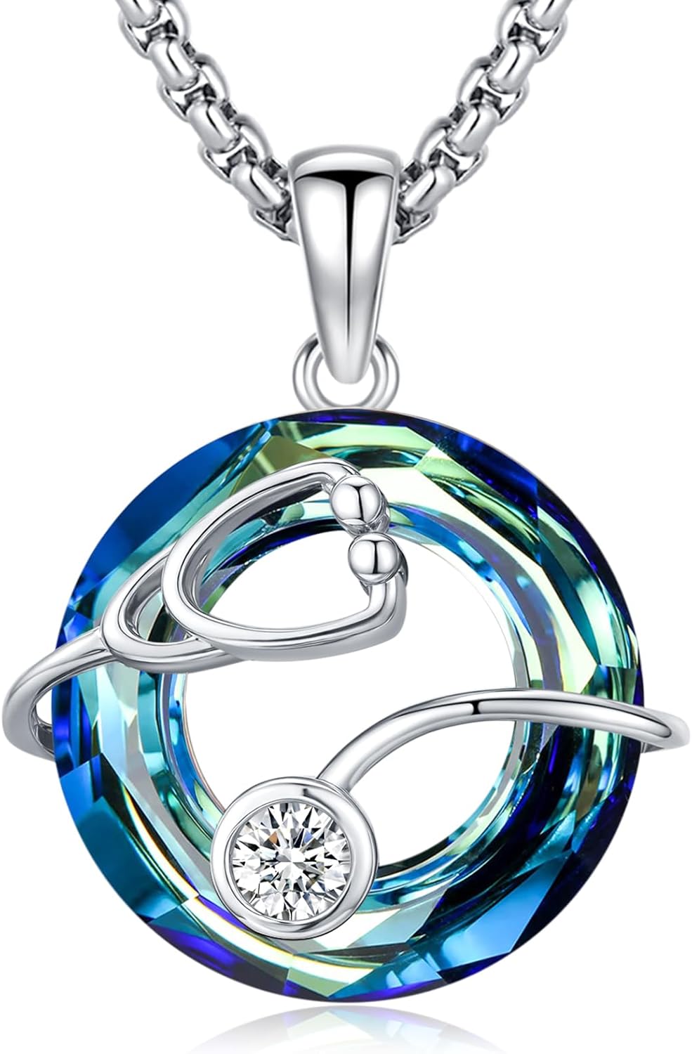 Stethoscope Nurse/Doctors Necklace for Women Sterling Silver Stethoscope Cross RN Caduceus Nurse Jewelry Nursing Doctors Graduation Gift for Medical Student