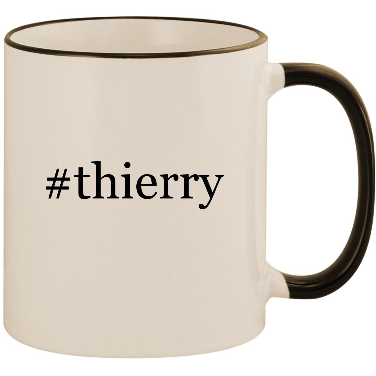#thierry - 11oz Ceramic Colored Handle & Rim Coffee Mug Cup, Black
