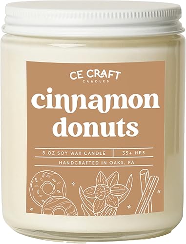 CE Craft - Vela perfumada de donas de canela - Vela de canela de otoño, otoño, Halloween, Acción de Gracias, inauguración de la casa, regalos de