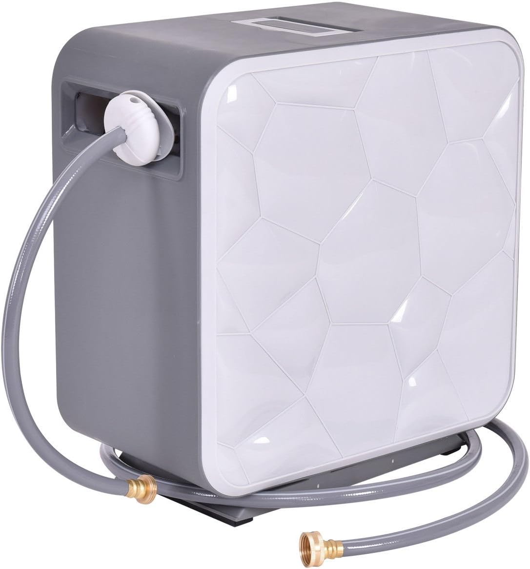 100FT Retractable Garden Water Hose Reel Wall Mounted 360 Degree Rotation w/Trigger Spray Gun