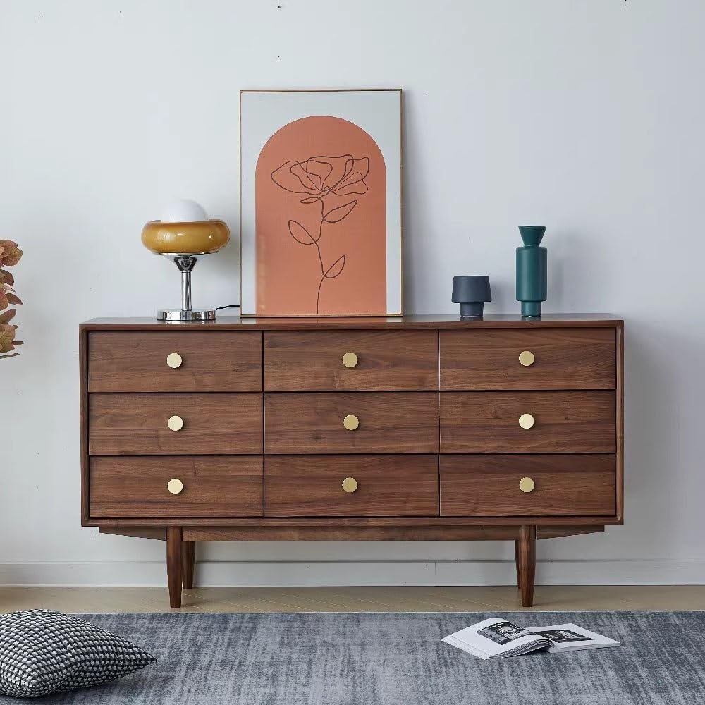 Kitchen Cabinet 160x40x85cm Black Walnut Solid Wood Chest of Drawers Storage Side Cabinet Bedroom Living Room Modern Furniture Buffet Cabinet