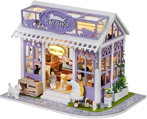 Miniatura 14 de TuKIIE Kit de muebles de casa de muñecas en miniatura, a escala 1:24, accesorios para casa de muñecas de madera, a prueba de polvo y movimiento