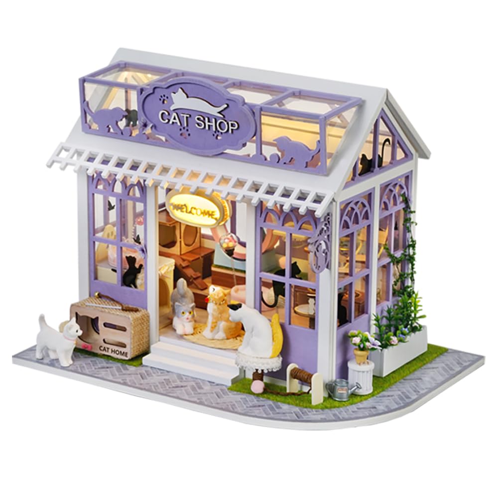 TuKIIE DIY Miniature House Kit with Furniture, 1:24 Scale Creative Room Mini Wooden Dollhouse Book Nook Plus Dust Proof & Music Movement for Kids