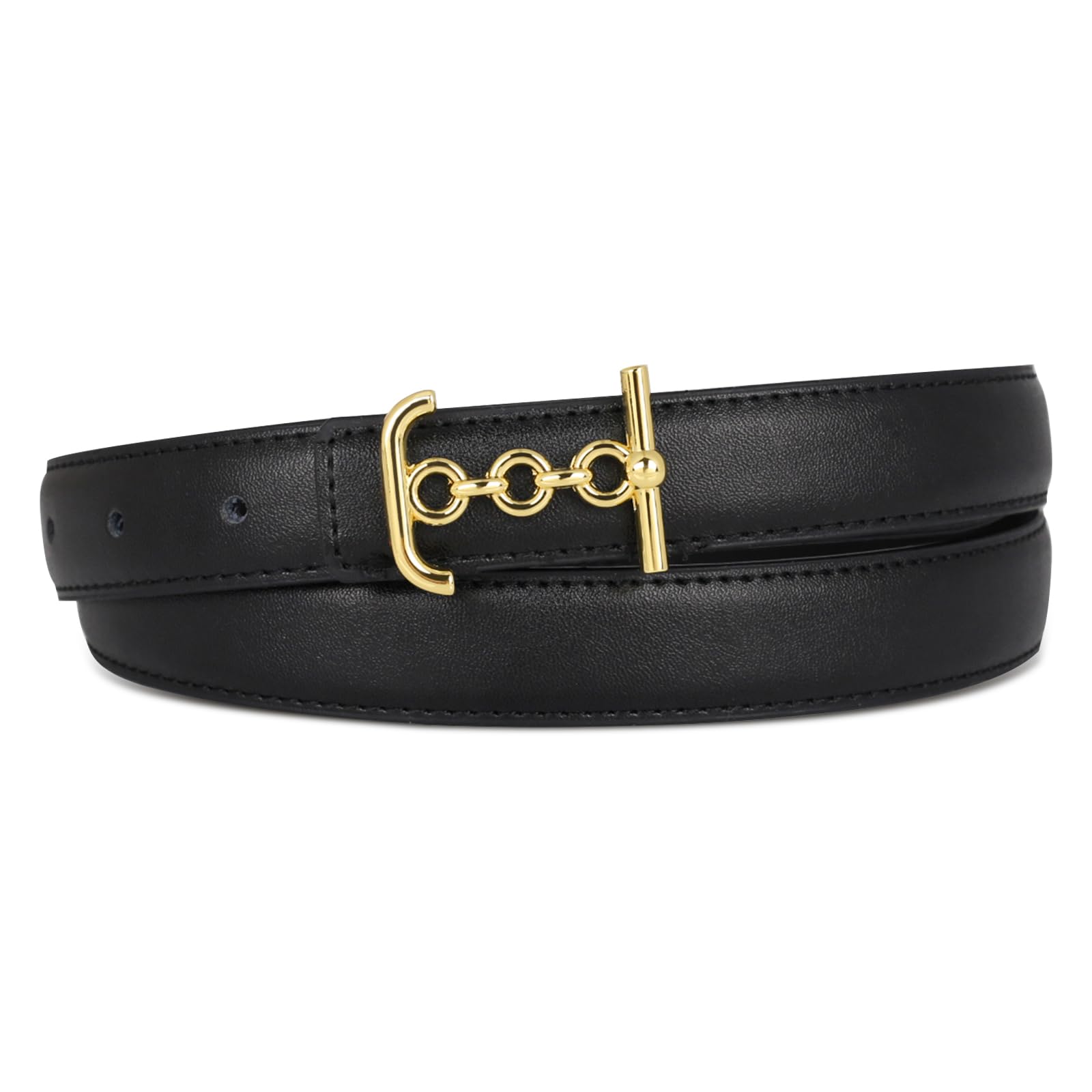 Women's Leather Belt with Buckle - Ideal for Dresses, Jeans, and Coats