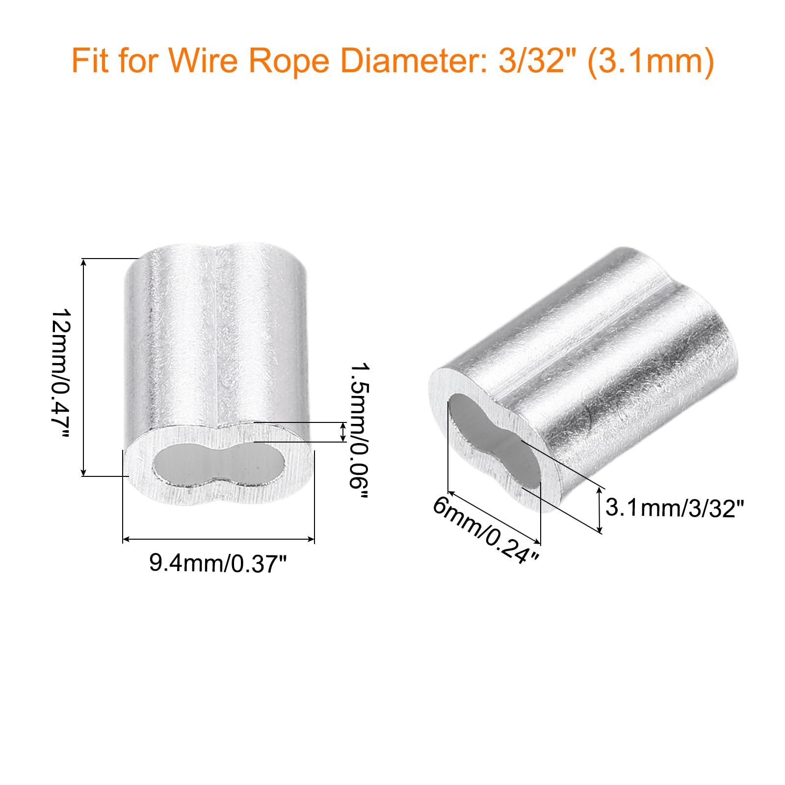 Aluminum Cable Ferrules For Wire Rope Connections 200 Pcs Aluminum ...