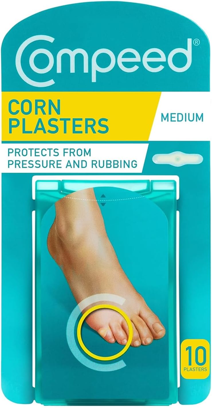 Compeed Corn Medium Size Plasters, 10 Hydrocolloid Plasters, Foot Care, Fast Natural Corn Removal, Pain and Pressure Relief