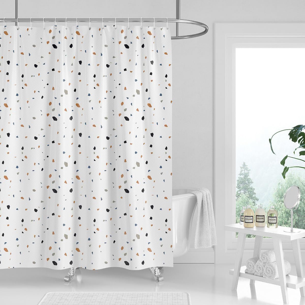 Tennove Shower Curtain Mould Resistant Terrazzo Bathroom Curtain Waterproof Polyester Fabric Wet Room Bathtub Shower Curtain,Weighted Hem,Quick Dry,150x200cm Drop