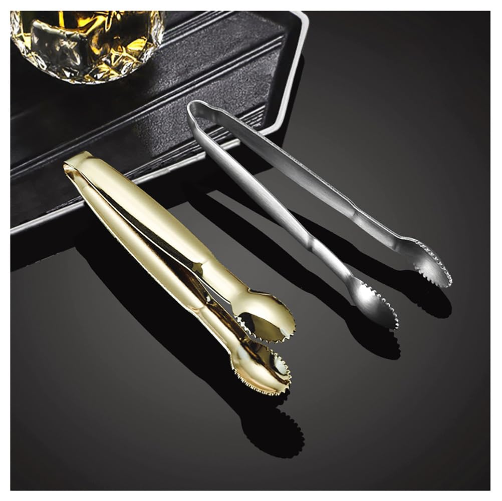 Pinzas para azúcar, acero inoxidable, 2 unidades, oro + plata, 10,16 cm