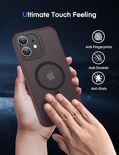 Miniatura 6 de Mgnaooi Funda magnética para iPhone 11 probada contra caídas de grado militar y compatible con MagSafe parte trasera translúcida mate, antihuellas,