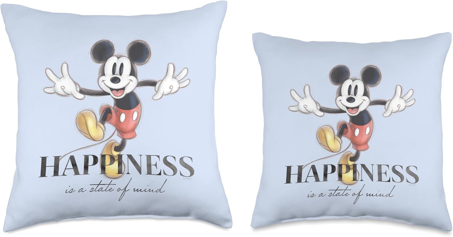 Disney 100 Anniversary Mickey Mouse D100 Quote Happiness Throw Pillow