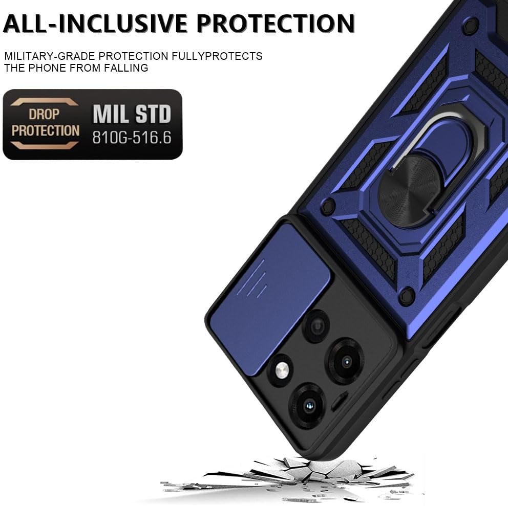 for Moto G 2025 Case：Moto G 2025 Phone Case with 2PC Screen Protector,Sliding Camera Cover and Multi Angle Stand for Moto G 5G 2025 Case,Blue - Image 5