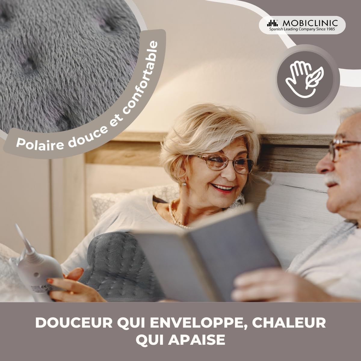 Mobiclinic, Coussin chauffant, 3 niveaux de chaleur, Faible consommation d'énergie, Arrêt automatique, Puissance 100w, Tapis, Marque espagnol, Les lombaires, 40x30 cm