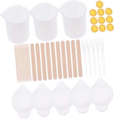 SEWACC 1 juego de tazas de color prácticas dispensadoras de resina para gotero, kit de palillo de colorear, cuentagotas de silicona para hacer